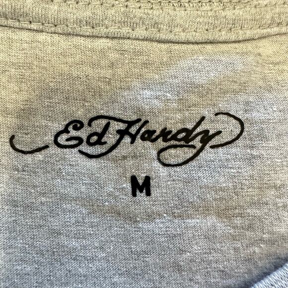 Ed Hardy Mens Tiger Head Graphic T Shirt Cotton Gray Size Medium NWT - Picture 2 of 7